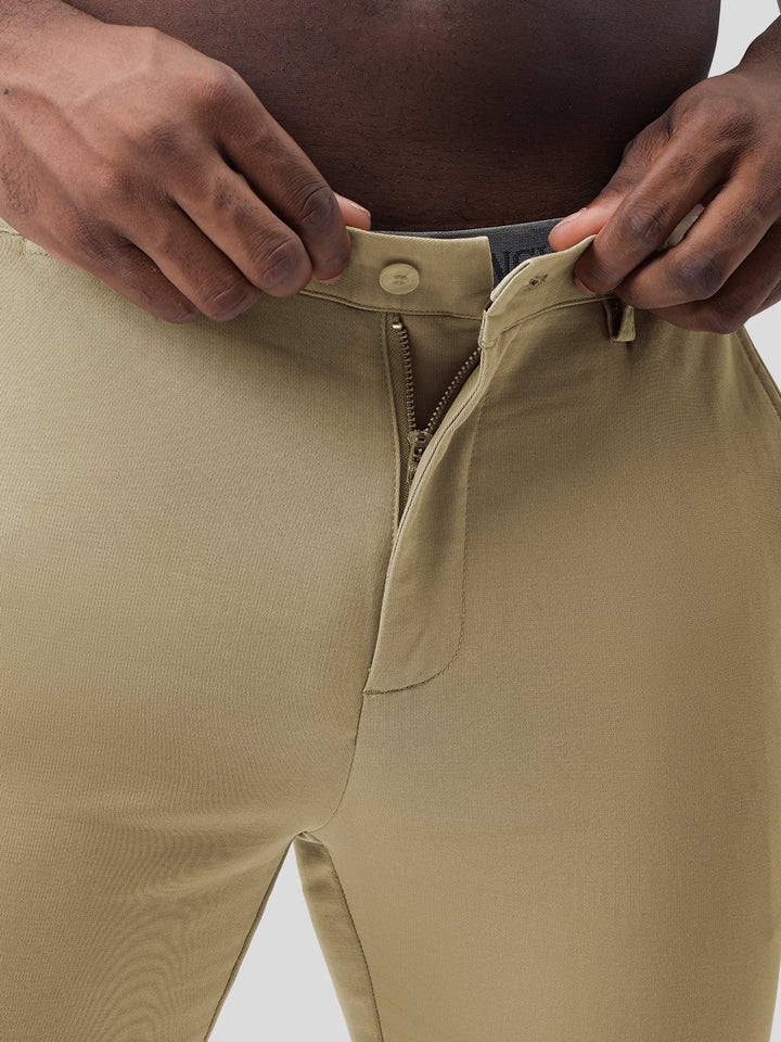 Pantalons Chino en Sateen de Coton Élastique pour le Bureau et les Voyages