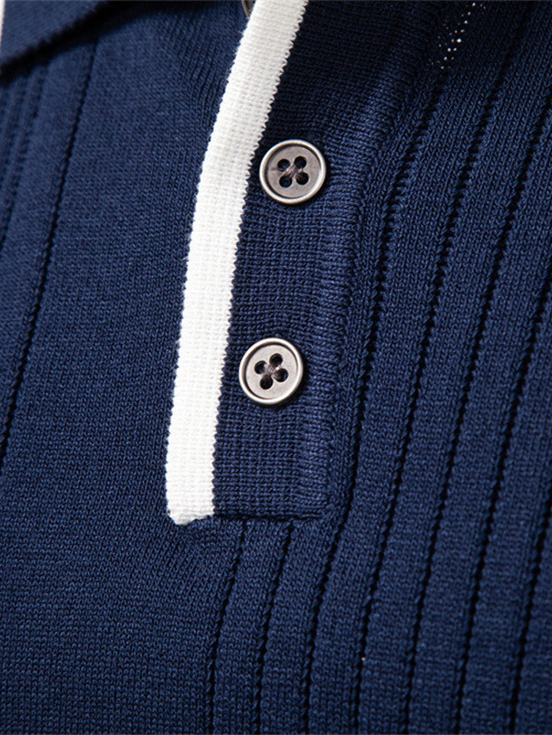 Ensemble Polo Jacquard à Manches Longues et Pantalon Slim Effet Fuselé