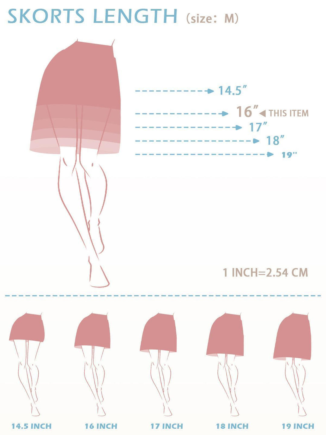 Jupe-Short Haute Taille de 16 Pouces avec Protection UPF50+