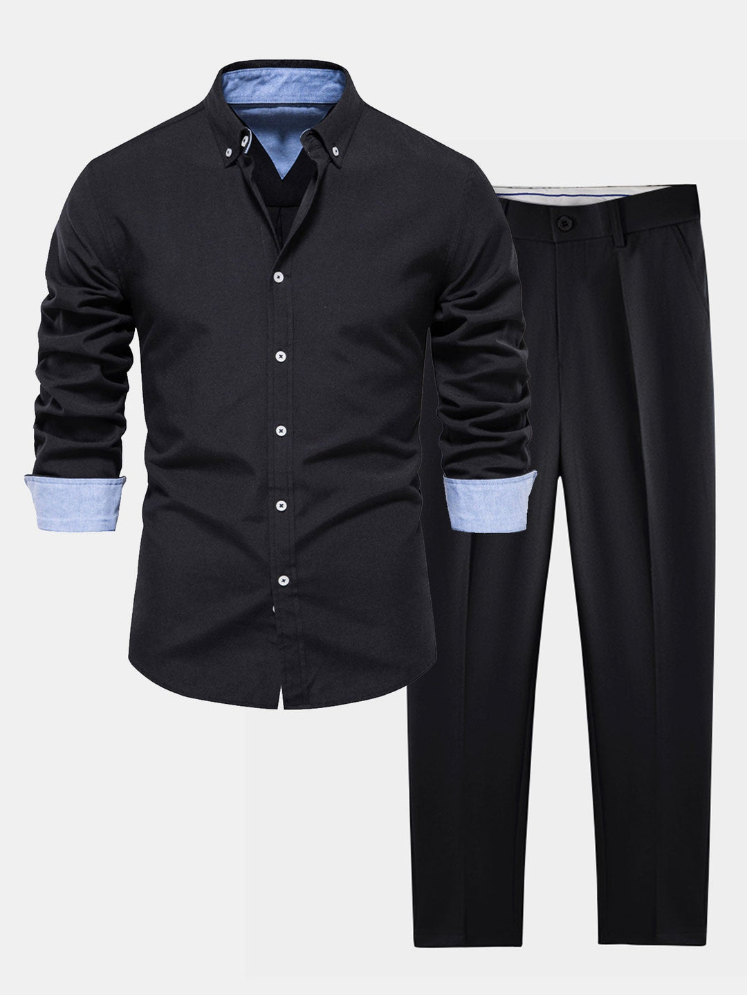 Ensemble Chemise Oxford Manche Longue et Pantalon Slim Tapered