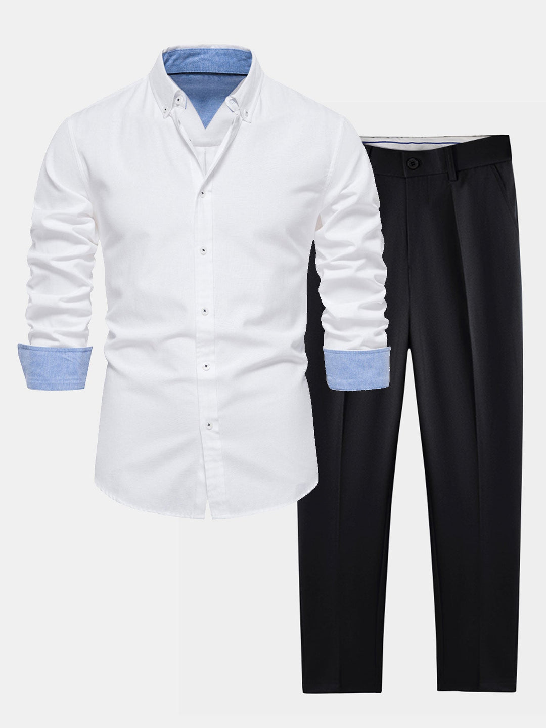 Ensemble Chemise Oxford Manche Longue et Pantalon Slim Tapered