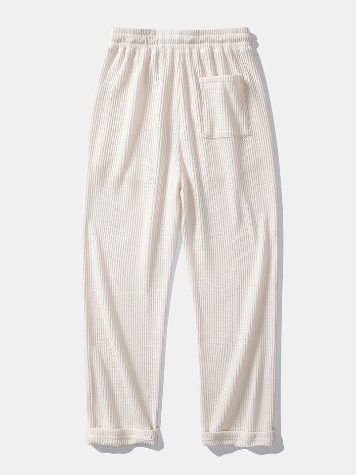 Ensemble Polo et Pantalon Tricoté Waffle à Manches Longues