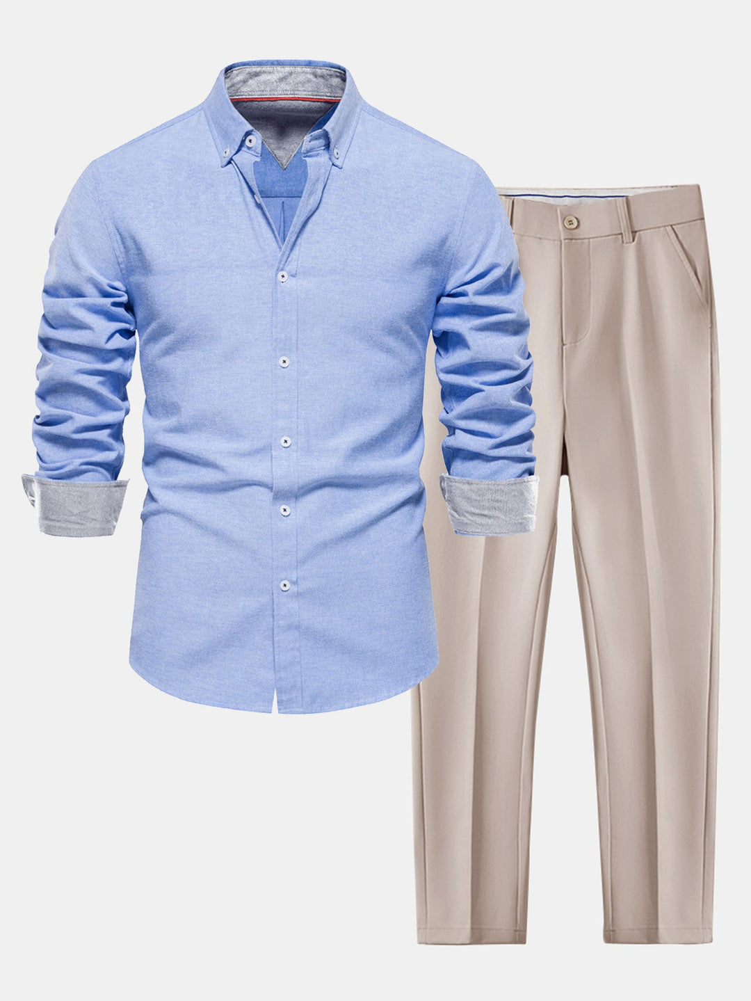 Ensemble Chemise Oxford Manche Longue et Pantalon Slim Tapered