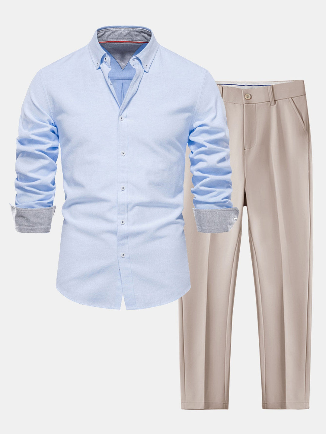 Ensemble Chemise Oxford Manche Longue et Pantalon Slim Tapered