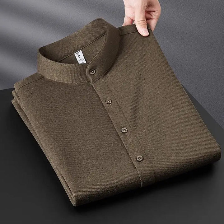 Chemise à col montant en tissu épais Mercer