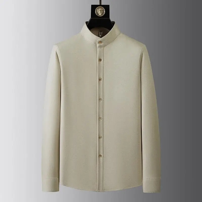 Chemise à col montant en tissu épais Mercer