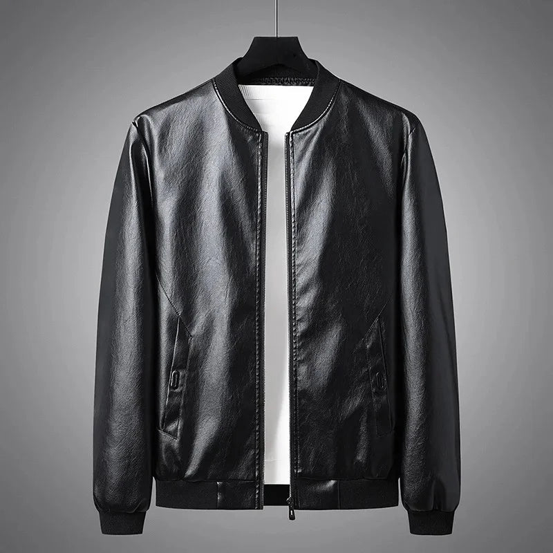 Veste Bomber en Cuir Noir de la marque Davenport.