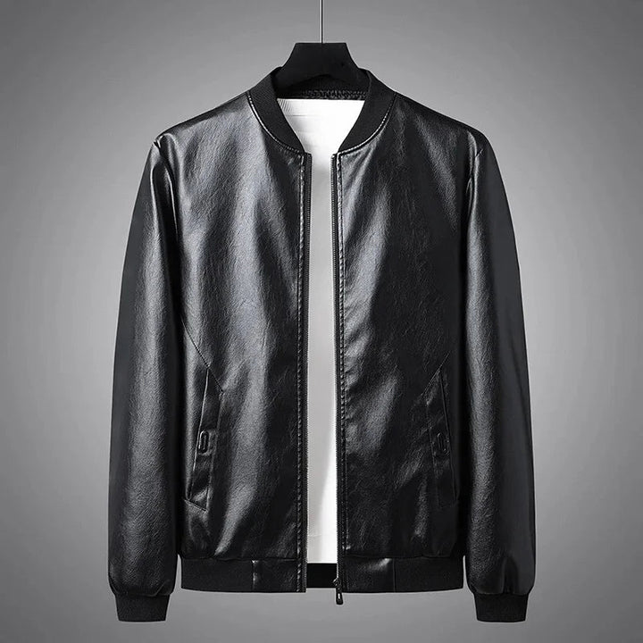 Veste Bomber en Cuir Noir de la marque Davenport.