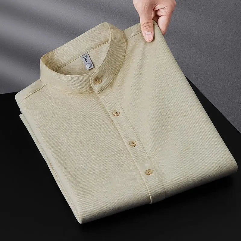 Chemise à col montant en tissu épais Mercer