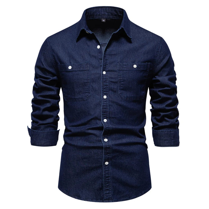"Chemise en Denim pour Hommes TailorFlex" can be rewritten as "Chemise en Denim Homme TailorFlex".