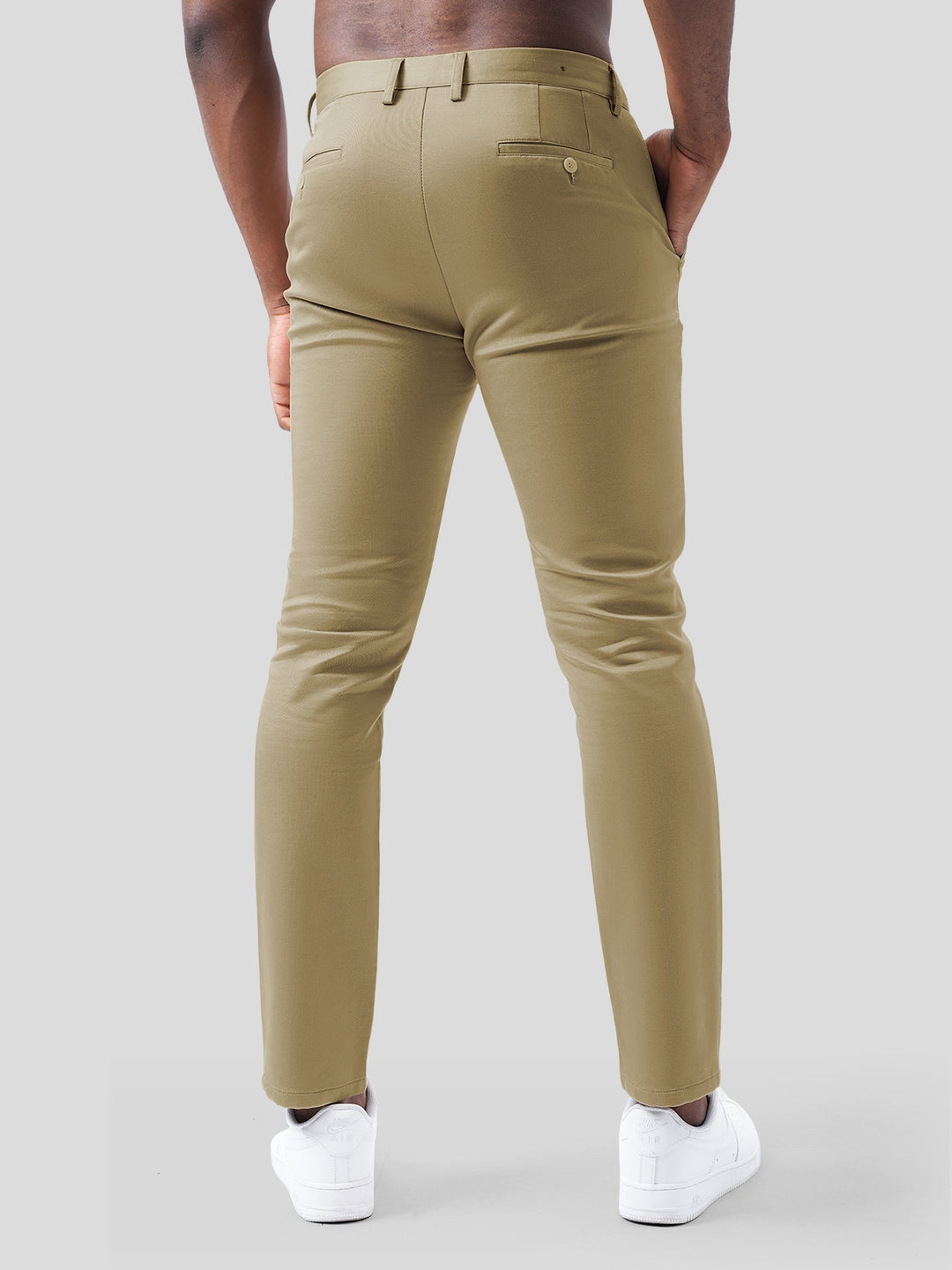 Pantalons Chino en Sateen de Coton Élastique pour le Bureau et les Voyages