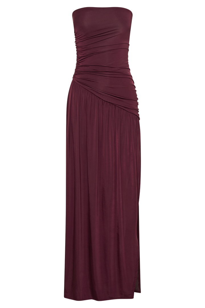 Selvara – Robe froncée marron