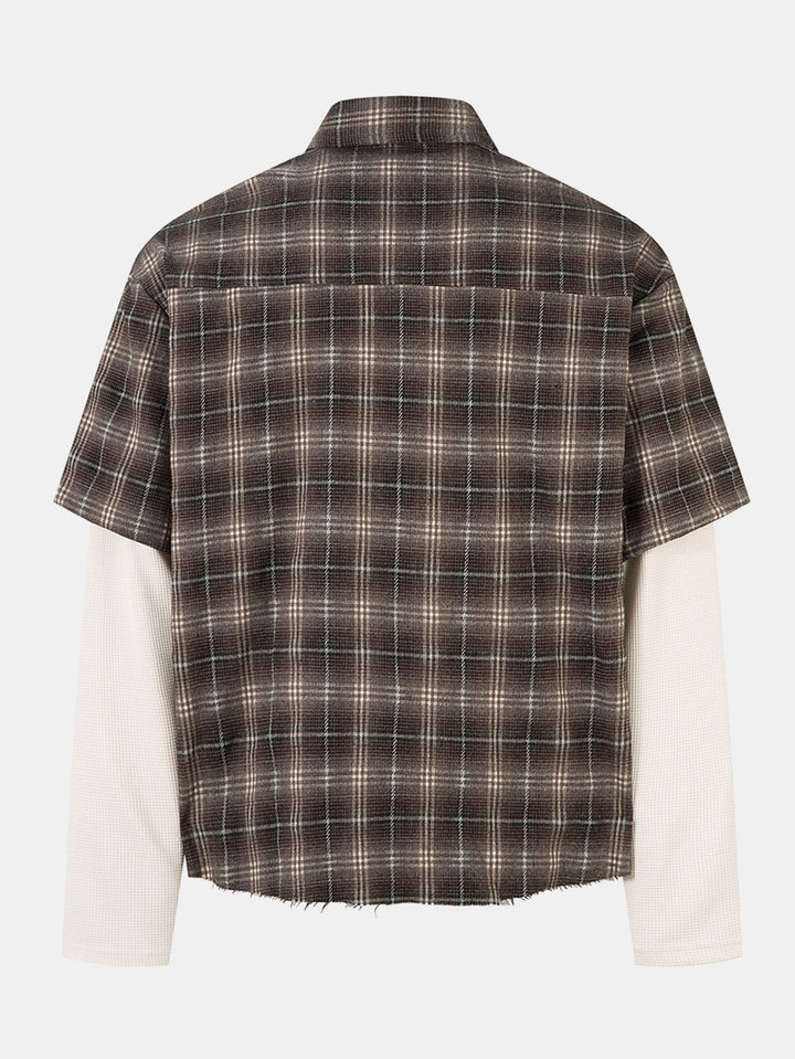 Chemise Oversize 2-en-1 à Carreaux et Look Usé
