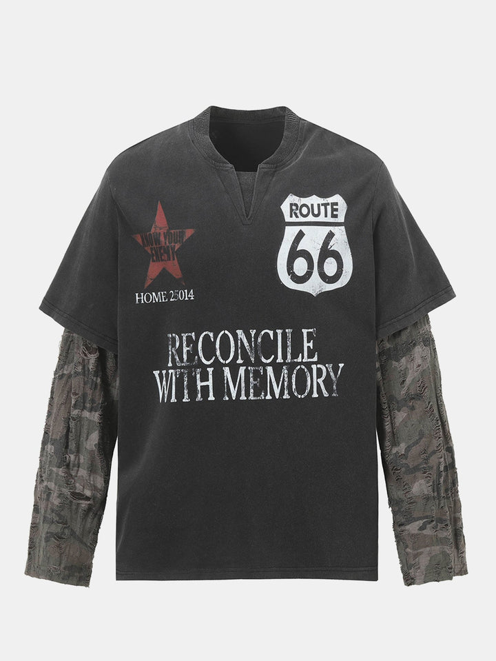 T-shirt 2-en-1 à Slogan avec Effet Déchiré