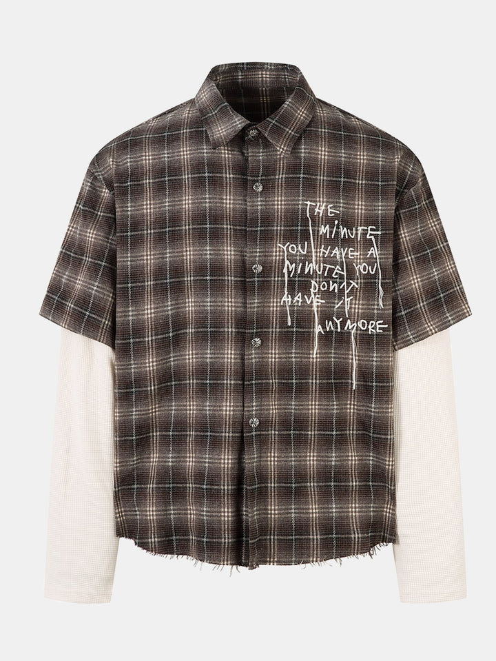 Chemise Oversize 2-en-1 à Carreaux et Look Usé