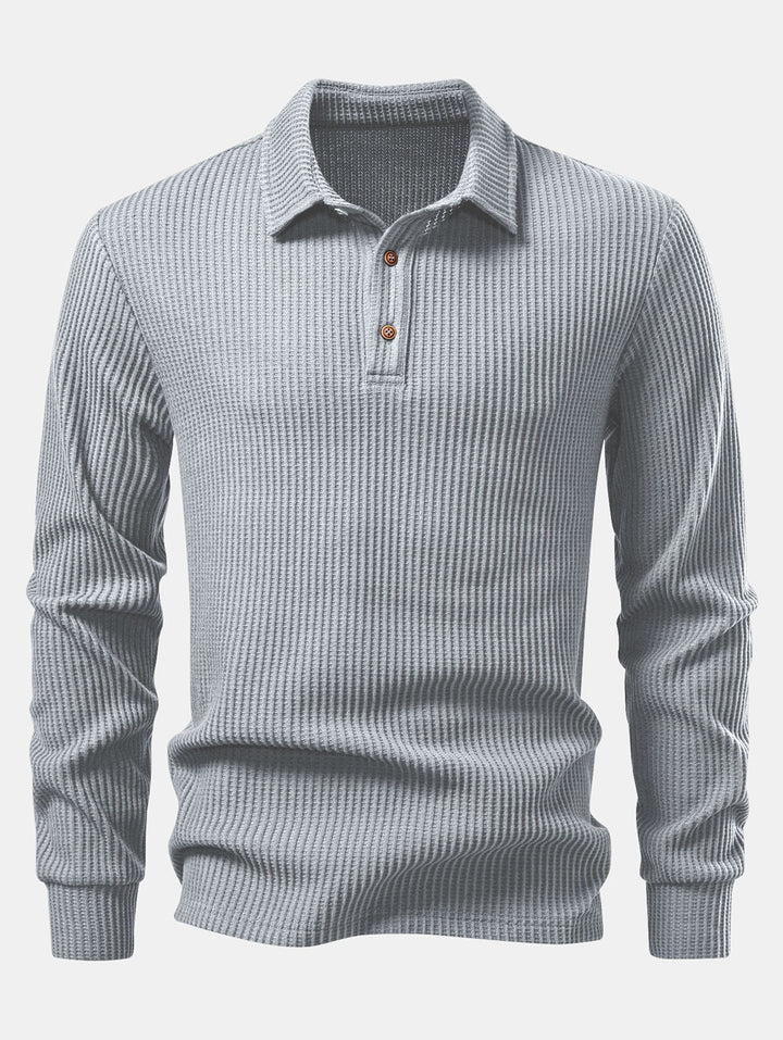 Ensemble Polo et Pantalon Tricoté Waffle à Manches Longues