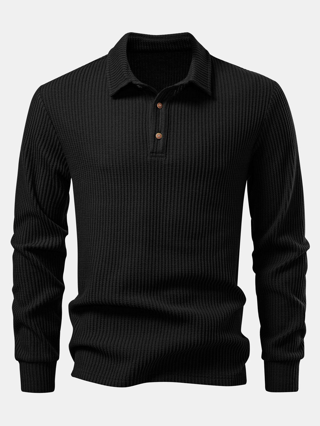 Ensemble Polo et Pantalon Tricoté Waffle à Manches Longues