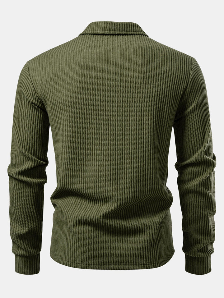 Ensemble Polo et Pantalon Tricoté Waffle à Manches Longues