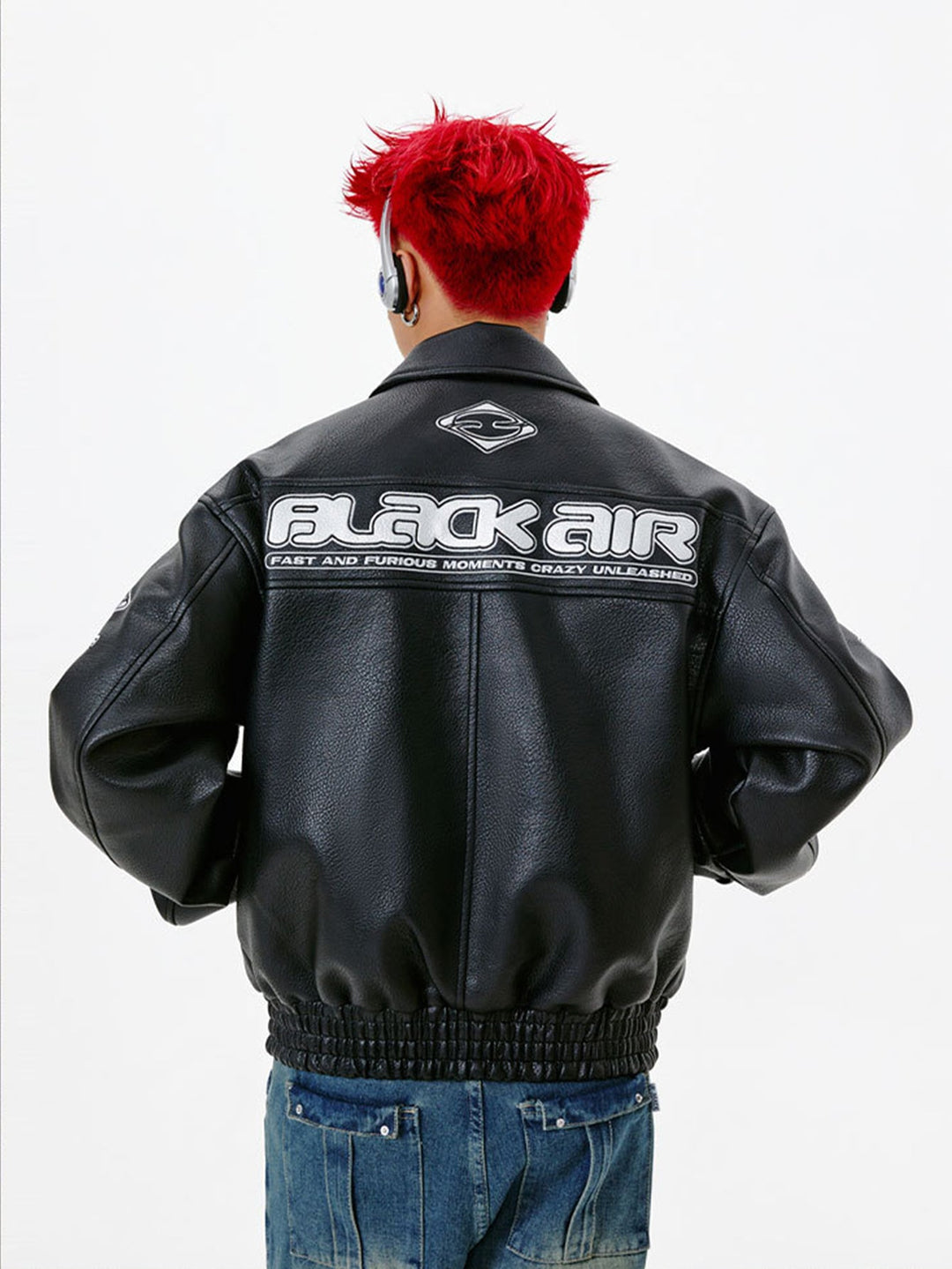 Veste en Cuir Noir Techwear Air