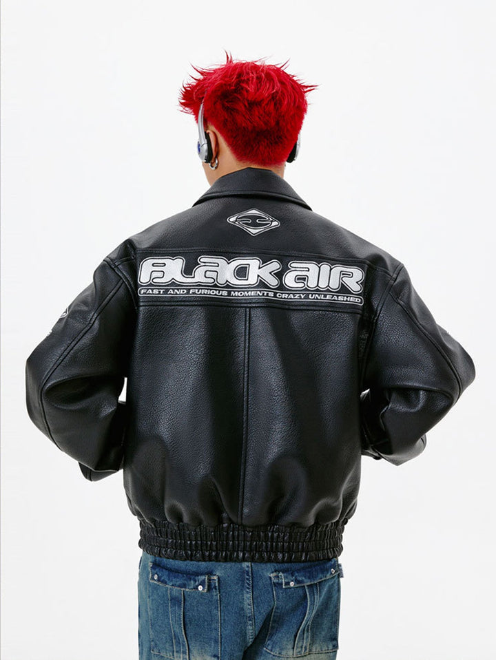 Veste en Cuir Noir Techwear Air