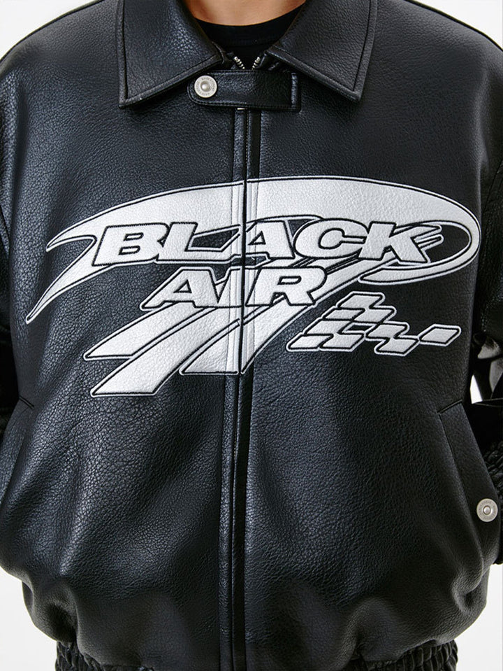 Veste en Cuir Noir Techwear Air