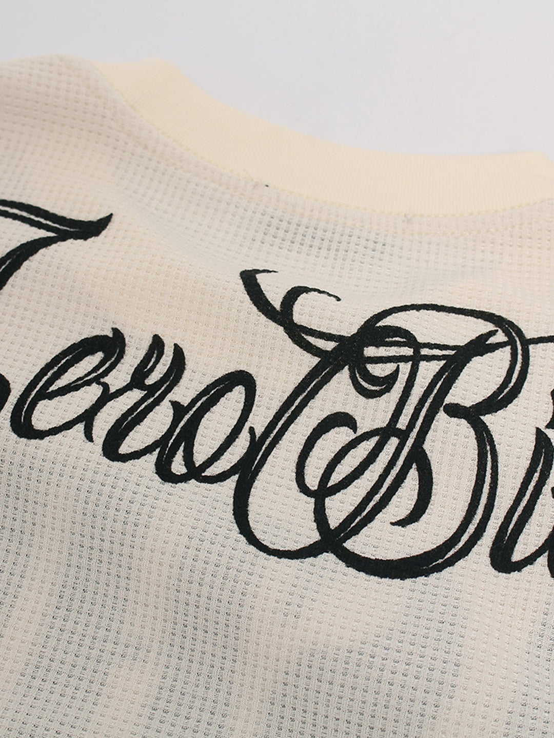 T-shirt Tendance Oversize à Slogan en Maille Texturée