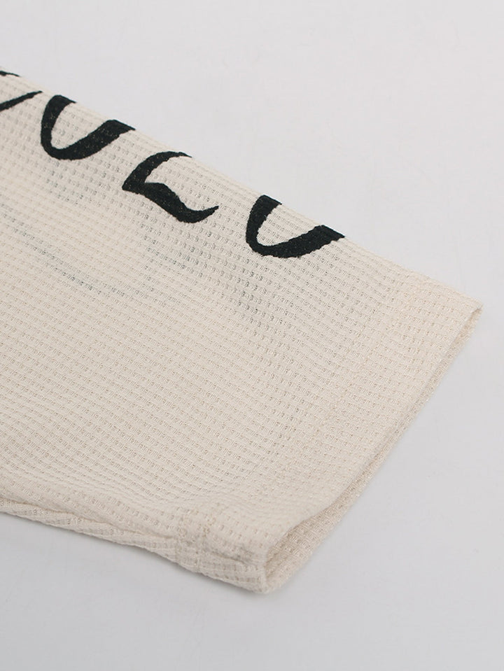 T-shirt Tendance Oversize à Slogan en Maille Texturée