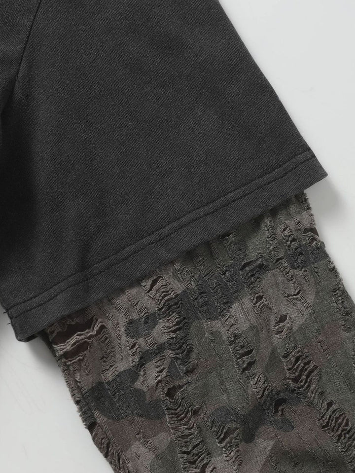 T-shirt 2-en-1 à Slogan avec Effet Déchiré