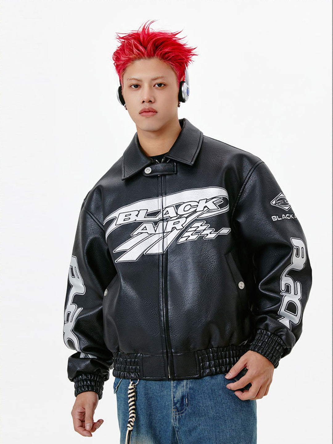 Veste en Cuir Noir Techwear Air