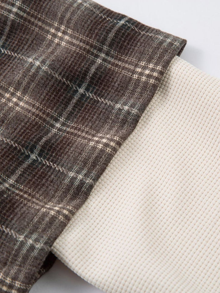 Chemise Oversize 2-en-1 à Carreaux et Look Usé