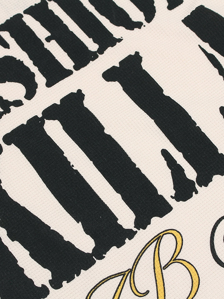 T-shirt Tendance Oversize à Slogan en Maille Texturée