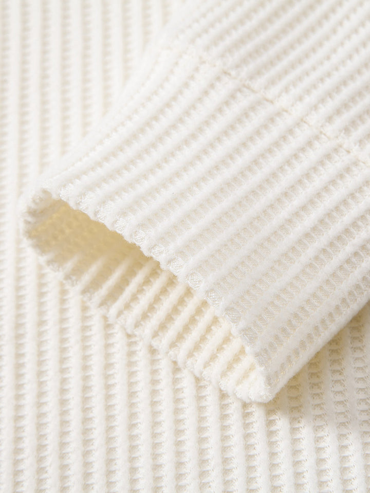 Ensemble Polo et Pantalon Tricoté Waffle à Manches Longues