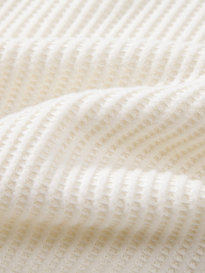 Ensemble Polo et Pantalon Tricoté Waffle à Manches Longues