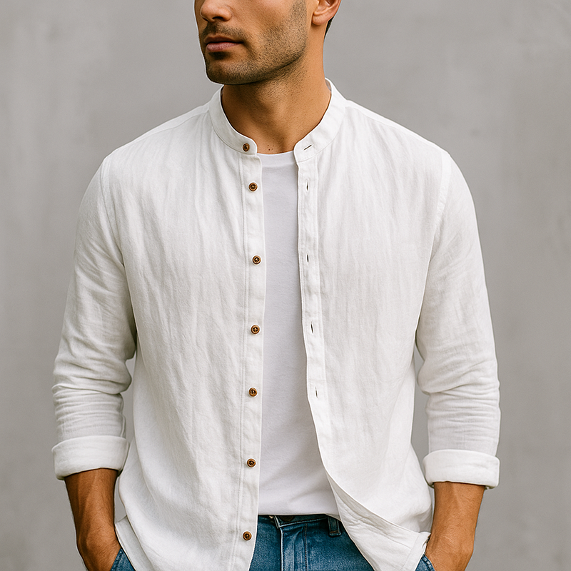 Chemise en Lin Doux Mirano" can be rewritten as "Chemise Douce en Lin Mirano.