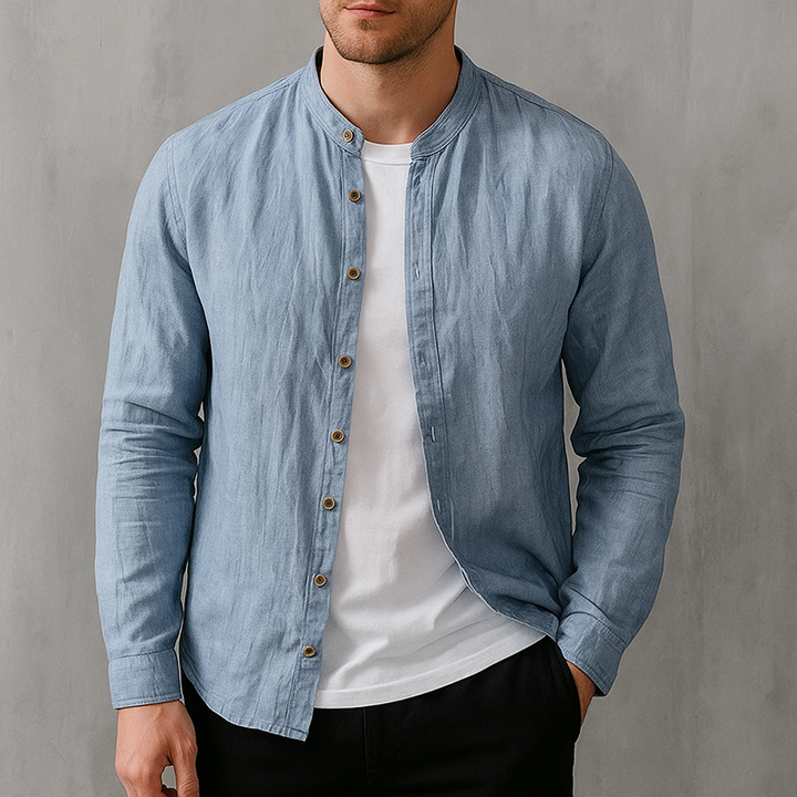 Chemise en Lin Doux Mirano" can be rewritten as "Chemise Douce en Lin Mirano.