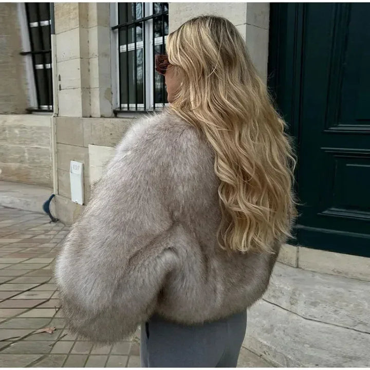 Élégant Manteau en Fausse Fourrure pour Femme