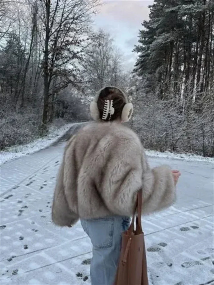 Élégant Manteau en Fausse Fourrure pour Femme