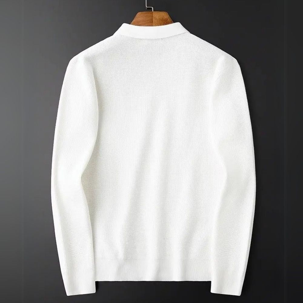 Polo à manches longues en tricot texturé Hampton