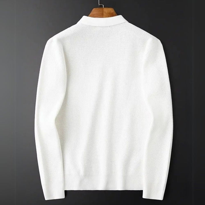 Polo à manches longues en tricot texturé Hampton