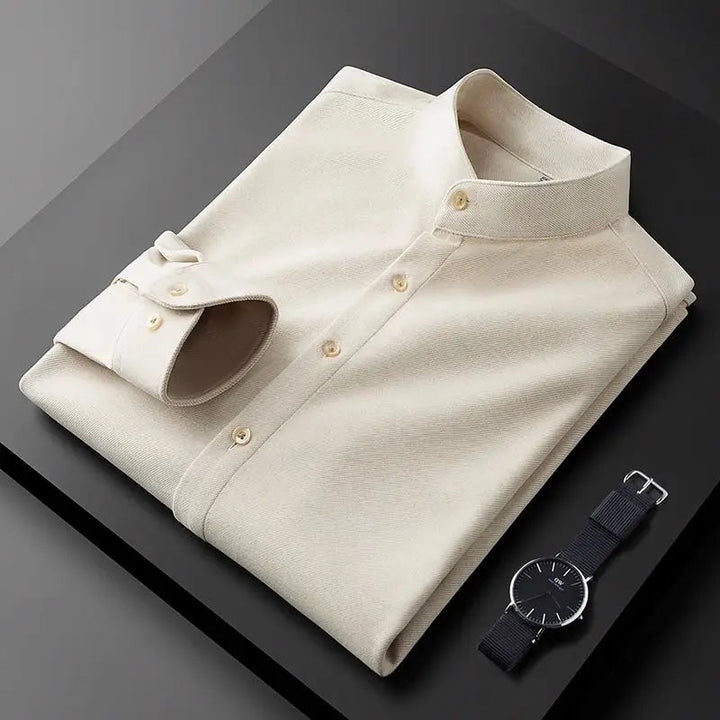 Chemise à col montant en tissu épais Mercer