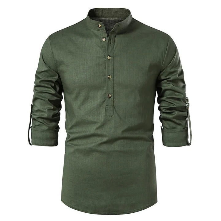 Chemise en Lin à Col Henley" can be rewritten as "Chemise en Lin avec Col Henley.