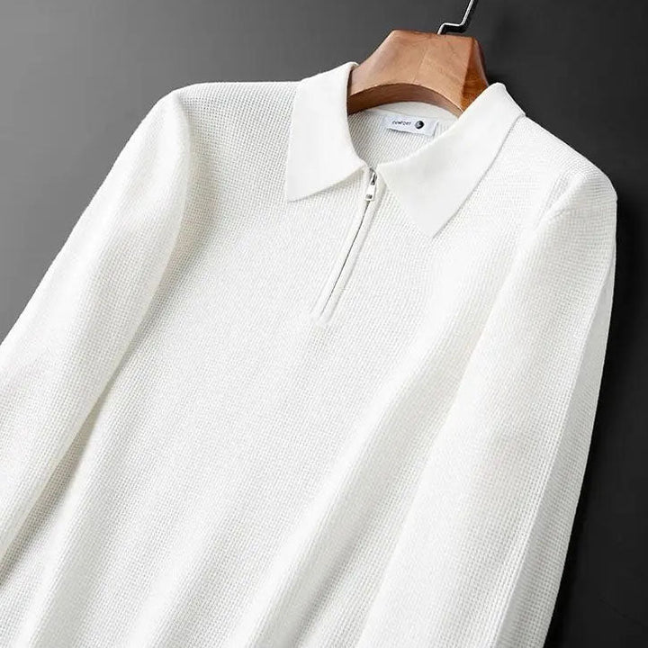 Polo à manches longues en tricot texturé Hampton