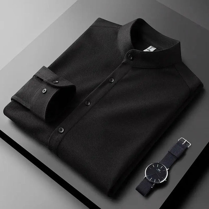 Chemise à col montant en tissu épais Mercer