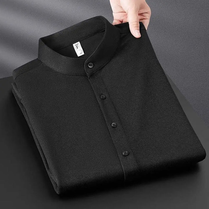 Chemise à col montant en tissu épais Mercer
