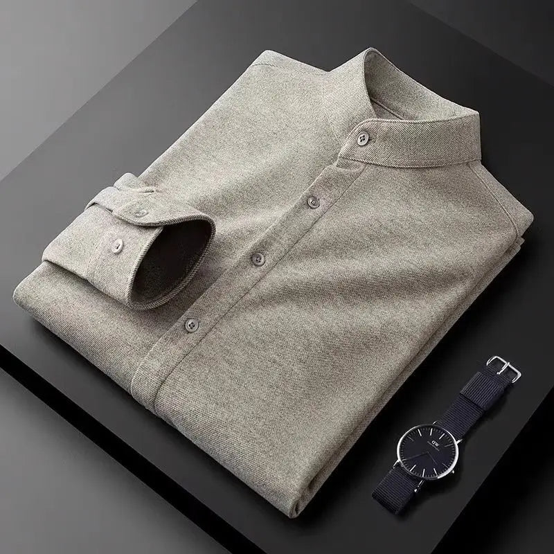 Chemise à col montant en tissu épais Mercer