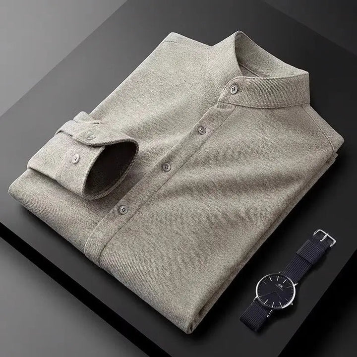 Chemise à col montant en tissu épais Mercer