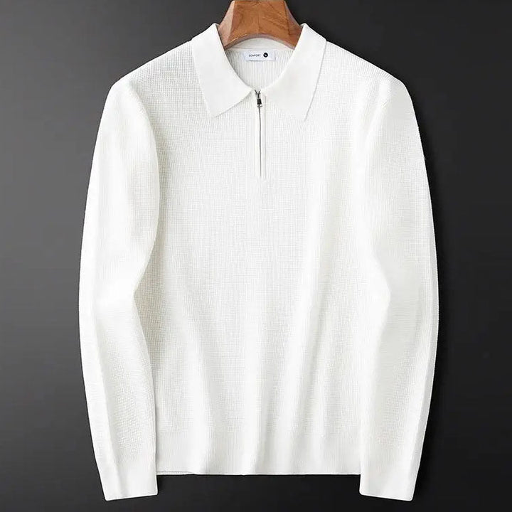 Polo à manches longues en tricot texturé Hampton