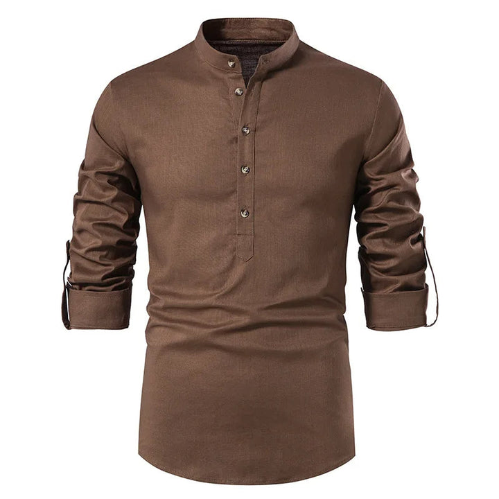 Chemise en Lin à Col Henley" can be rewritten as "Chemise en Lin avec Col Henley.