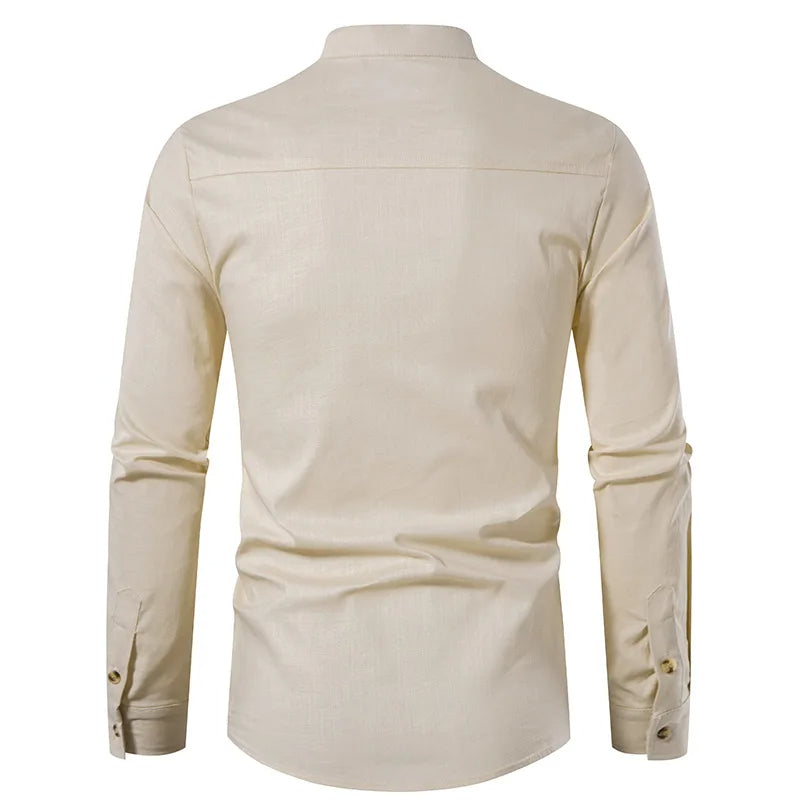 Chemise en Lin à Col Henley" can be rewritten as "Chemise en Lin avec Col Henley.