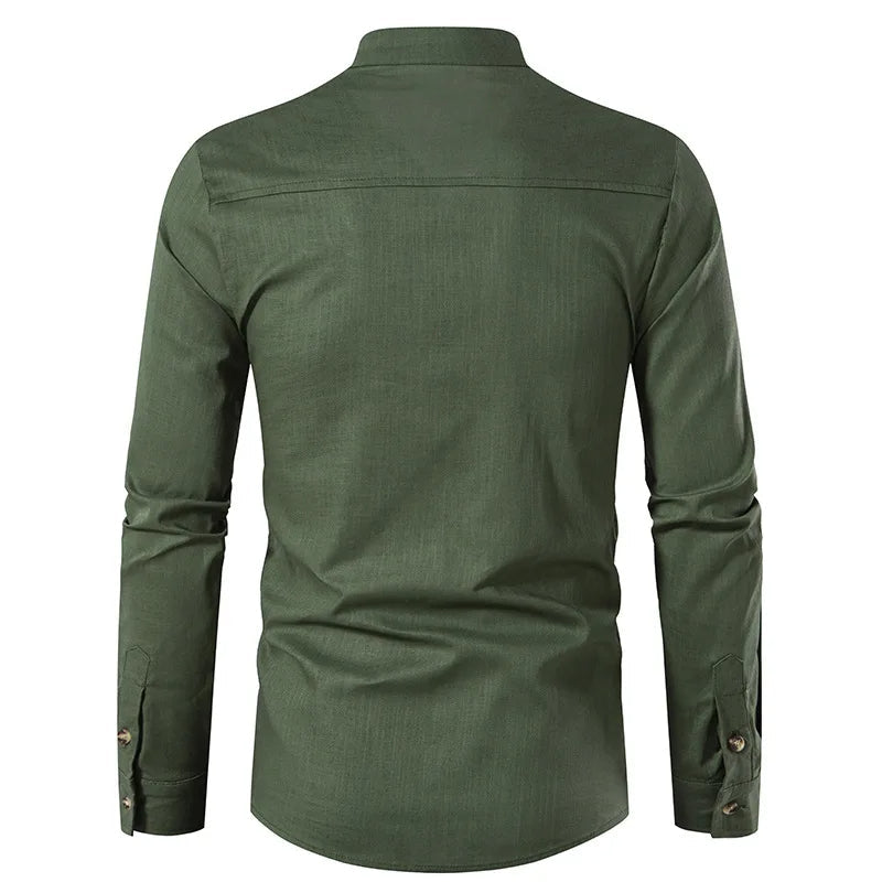 Chemise en Lin à Col Henley" can be rewritten as "Chemise en Lin avec Col Henley.